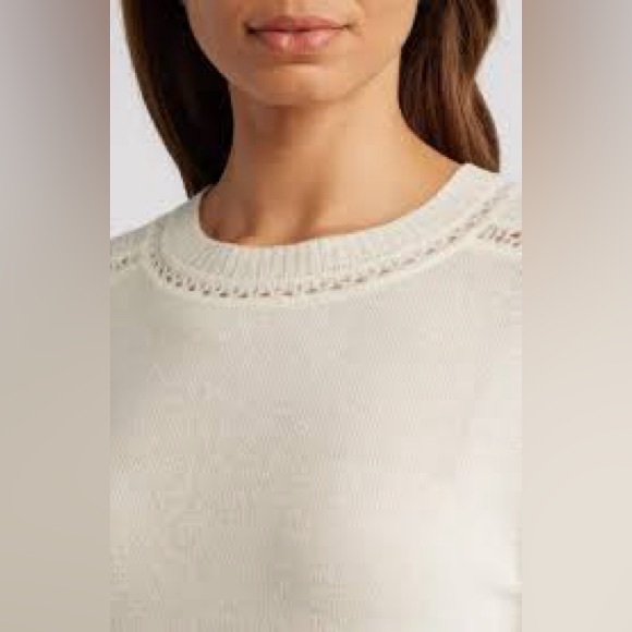 GRIFFEN
Open Stitch Trim Wool & Cashmere Sweater - Ivory - Picture 4 of 12